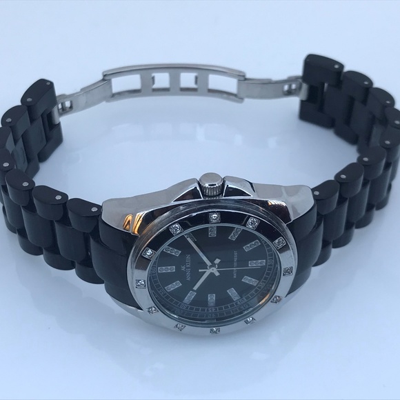 Anne Klein Women Watch Crystal Accents Black Plast - Picture 4 of 8